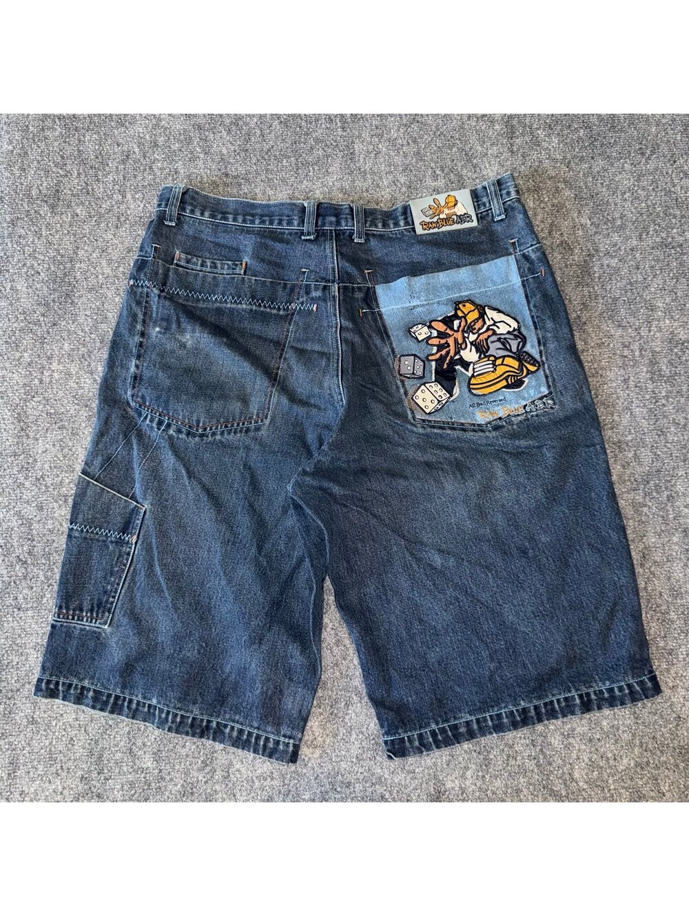 Raw Blue Grail Hip Hop Denim Jorts Mens 2XL 38 Vtg y2k 90s Rare Baggy